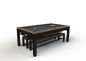 Mobile Preview: Riley Continental Solid Oak Finish Aluminium Black Frame & Leg 7ft Pool Table Diner with Benches (7ft  213cm)