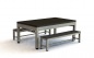 Preview: Riley Neptune Brushed Grey & Brown Finish 7ft Outdoor American Pool Table with Benches (7ft 213cm)