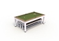 Mobile Preview: Riley Neptune White & Tan Finish 7ft Outdoor American Pool Table with Benches (7ft 213cm)