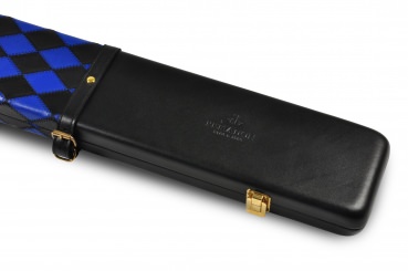 Black & Royal Blue Small Diamond Pattern ¾ Leather Snooker Cue Case