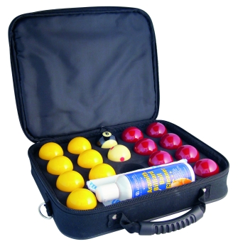 Super Aramith Pro Cup English Pool Balls and Accessories Pack (Reds & Yellows with 47.5mm White) 51mm