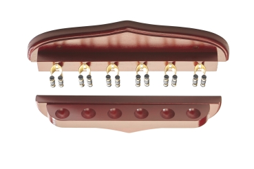 Club Economy Mahogany Coloured Wall Mounted Cue Rack Brass Clips For 6 Cues