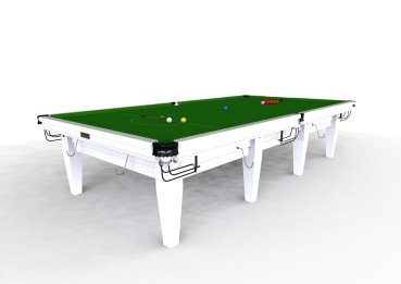 Riley Grand Professional Gloss White Finish Full Size Steel Block Cushion Snooker Table (12ft 365cm)