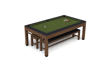 Riley Neptune Brushed Brown & Black Finish 7ft Outdoor American Pool Table with Benches (7ft 213cm)
