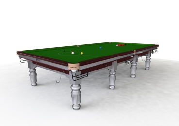 Riley Renaissance Mahogony Finish Silver Frame & Leg Full Size Steel Block Cushion Snooker Table (12ft 365cm)