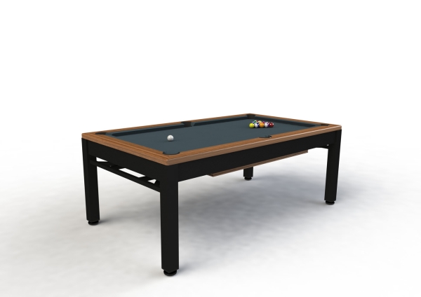 Riley Continental Solid Oak Finish Aluminium Black Frame & Leg 7ft Pool Table Diner Only Table (7ft 213cm)