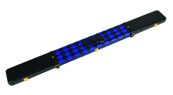Black & Royal Blue Small Diamond Pattern ¾ Leather Snooker Cue Case