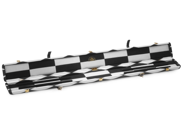 Full Diamond Pattern Black & White ¾ Leather Snooker Cue Case