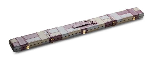 Black & Grey Block Pattern ¾ Leather Snooker Cue Case