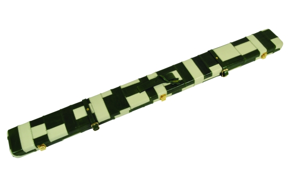 Green & Cream Patchwork Pattern ¾ Leather Snooker Cue Case