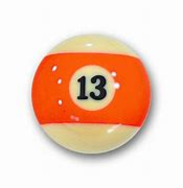 Aramith Individual Pool Ball Nr.13 Orange Stripe 51mm