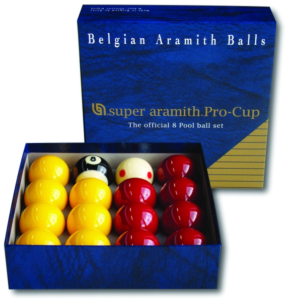 Super Aramith Pro Cup English Pool Balls (Reds & Yellows with 47.5mm White) 51mm