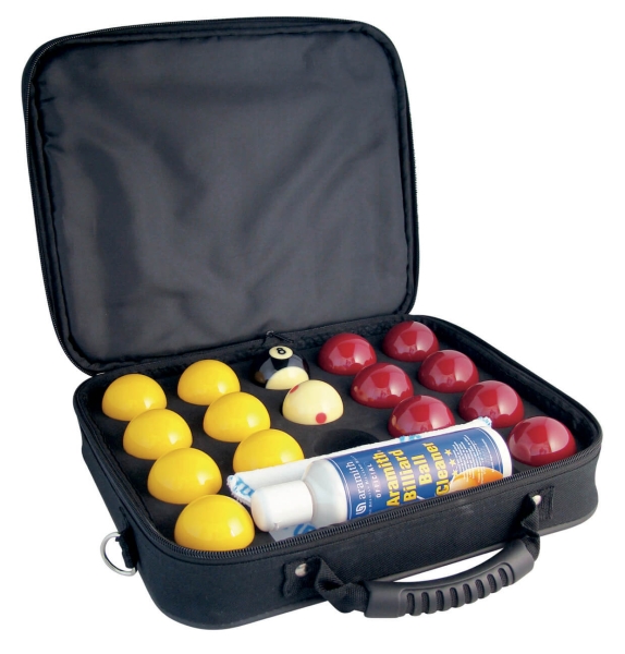 Super Aramith Pro Cup English Pool Balls and Accessories Pack (Reds & Yellows with 47.5mm White) 51mm