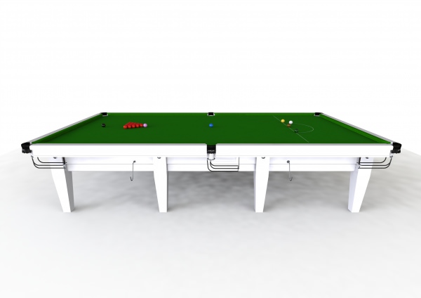 Riley Grand Professional Gloss White Finish Full Size Steel Block Cushion Snooker Table (12ft 365cm)