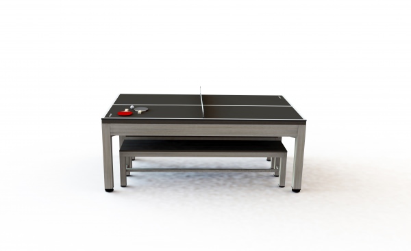 Riley Neptune Brushed Grey & Brown Finish 7ft Outdoor American Pool Table with Benches (7ft  213cm)