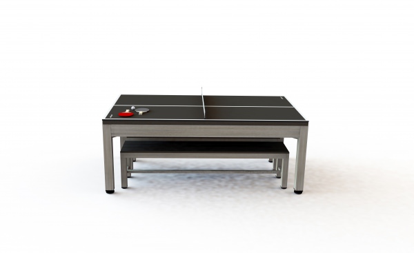 Riley Neptune Brushed Grey & Brown Finish 7ft Outdoor American Pool Table with Benches (7ft 213cm)