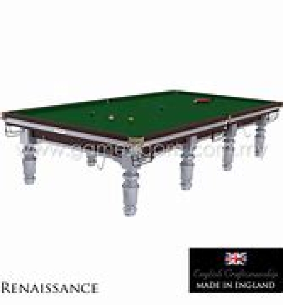 Riley Renaissance 9ft Mahogony Finish Silver Frame & Leg Standard Cushion Snooker Table (9ft 274cm)